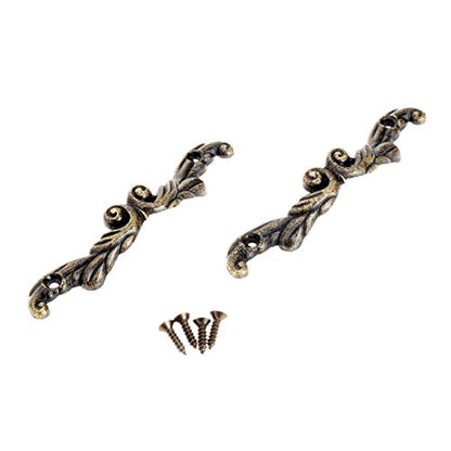 dophee 10Pcs Antique Brass Decorative Pull Handle for Mini Jewelry Box Drawer Cabinet Chest Decoration Arch Shape 2.95" x 0.59"- Large - size: Large