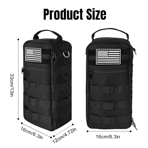 13 Inch Portable Small Tool Bag, Heavy Duty Tool Organizer Bag with Shoulder Strap and D-ring Clip, Tactical Tool Bag, Tool Pouch Bag for Electricians, Carpenters, HVAC Technicians (Black) - color: Deep Black
