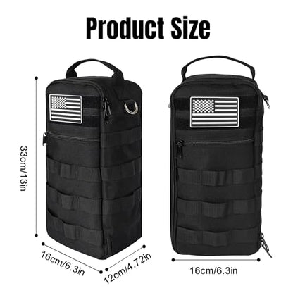 13 Inch Portable Small Tool Bag, Heavy Duty Tool Organizer Bag with Shoulder Strap and D-ring Clip, Tactical Tool Bag, Tool Pouch Bag for Electricians, Carpenters, HVAC Technicians (Black) - color: Deep Black