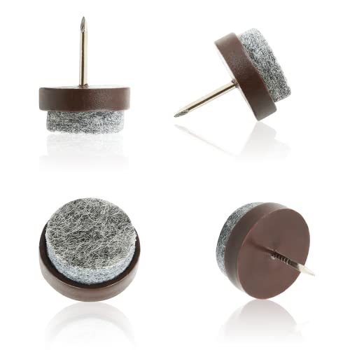 40 PCS Nail On Felt Pads for Chair Legs, 24mm Furniture Glides Chair Feet Protectors, Nail Furniture Sliders Table Felt Feet Plastic Chair Glides for Wood Floors (Brown) - size: 24mm - Brown