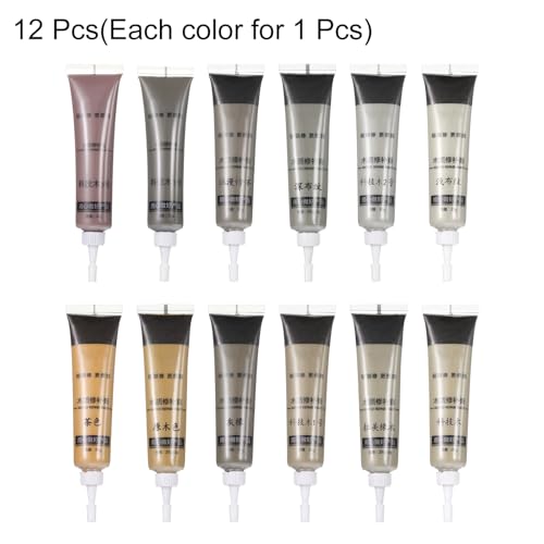 HARFINGTON 12 Colors Wood Filler Scratch Repair Kit Touch Up Filler Wood Paint for Repairing Scratches Cracks Holes on Wooden Floors Cabinet, Table, Modern Gray Series - color: Modern Gray Series