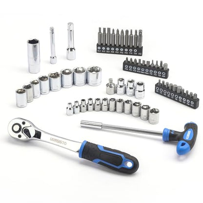 URASISTO 168-Piece Socket Wrench Auto Repair Tool Combination Package Mixed Tool Set Hand Tool Kit with Plastic Toolbox Storage Case