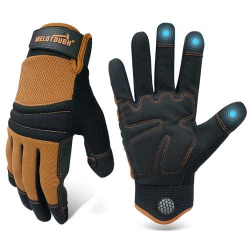 MELOTOUGH Work Gloves for Men Women,Mens Mechanic Work Gloves for Garden,Yard,Warehouse,Touch Screen Working Gloves - color: Khaki, size: M (Pack of 1)