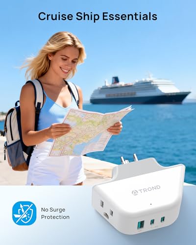 TROND Outlet Extender with 360 Rotating Plug, 2 AC Outlet Splitter with PD 20W USB C, 3-Side Design Wall Plug Adapter, for Bathroom Kitchen Cruise Ship Travel Essentials, White - color: White, size: 2A2C1U & PD20W-3 Prong (Rotating Plug), 1 Pack