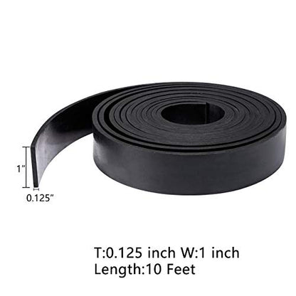 TORRAMI Solid Neoprene Rubber Strips Roll 1/8 (.125) inch Thick X 1 inch Wide X 10 Feet, for DIY Weather Stripping, Gasket, Seal - size: 1" Wide X 10' Long, style: 1/8 (.125)" Thick