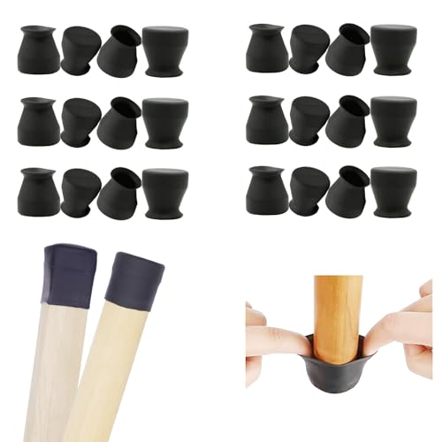 Non Slip Silicone Chair Leg Floor Protectors No Felt 0.8”to1.3” Chair Leg Caps Bottom Small Furniture Table Feet Covers for Hardwood Floors Prevent Scratches No Noise Round Square,24 PCS - color: Black (Anti-slip), size: Small:4/5"to 1-3/10"(0.8"to 1.3")