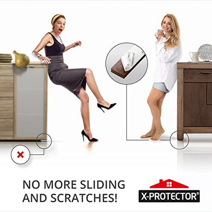 X-PROTECTOR Non-Slip Furniture Pads 8 PCS 1” x 4” - Rubber Furniture Grippers - Self-Adhesive Floor Protectors Grips for Furniture Feet! - size: 8 Rectangular 1 x 4"