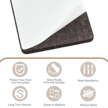 12Pcs Square Felt Furniture Pads, Self Adhesive Square Furniture Felt Pad 2 inch x 2 inch Cuttable Anti Scratch Floor Protectors Surface Protector for Hardwood Cabinet Laminated Floor Tile
