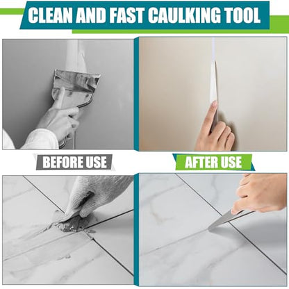 Saillong 7PCS Caulking Spatula Tool Set, Professional Stainless Steel Caulk Finishing Tools, Multifunctional Streamline Caulk Spatula, From 3/8” To 1-1/2”, For Bathtub, Shower, Tile, Countertop