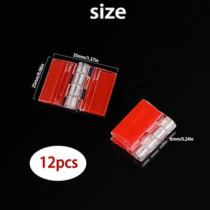 12 Pcs Acrylic Small Hinges - Self Adhesive Clear Plastic Transparent Continuous Hinge Tools for Cabinet Drawer Furniture DIY Display Stand 35x25 mm - size: 35 x 25 mm
