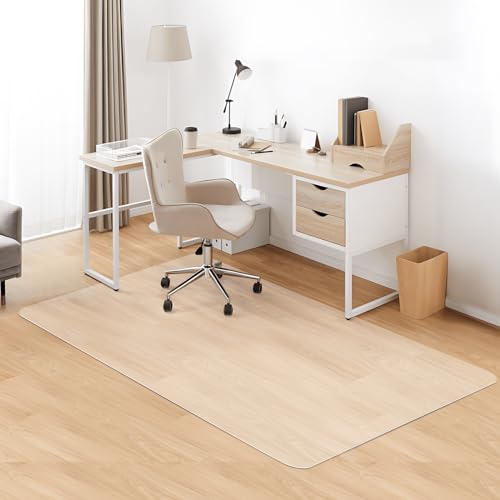 Kuyal Clear Chair mat for Hardwood Floor 46 x 72 inches Transparent Floor Mats Wood/Tile Protection Mat for Office & Home (46" X 72" Rectangle) - color: Clear, size: 46" X 72" Rectangle