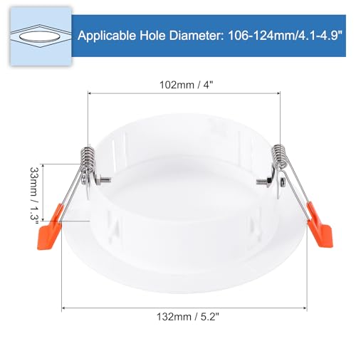 PATIKIL 5.2" Spring Ceiling Cover Plate, Recessed Light Trim Wall Mount Downlight Hole Cap Decorative Panel with Buckle Suitable for 4.1-4.9inch Round Hole Glass Ceiling Openings, White - size: 4.1-4.9"