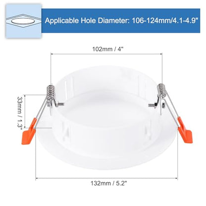 PATIKIL 5.2" Spring Ceiling Cover Plate, Recessed Light Trim Wall Mount Downlight Hole Cap Decorative Panel with Buckle Suitable for 4.1-4.9inch Round Hole Glass Ceiling Openings, White - size: 4.1-4.9"