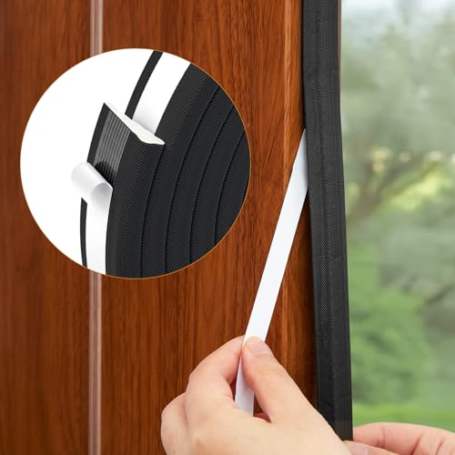 QDiShi 196" Wedge-Shape Weather Stripping Door Seal Weatherproof Foam Seals Self Adhesive Insulation Anti-Collision Strip Soundproofing Frame Insulation Tape Fits 0.13-0.31" Gaps(Black) - color: Black