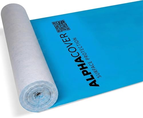 From Plain to Beautiful in Hours AlphaCover Blue Protective Floor Covering | 82' x 39.4" Roll, Self-Adhesive Floor Protector for Moving & Construction, Waterproof & Breathable, 270 Sq. Ft - size: 1 Roll