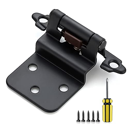 Ravinte 10 Pack 5 Pairs 3/8 inch Inset Kitchen Cabinet Door Hinges Black Semi-Concealed Face Mount Cabinet Hardware Self-Closing Hinges with Door Bumpers&Screwdriver - color: Matte Black