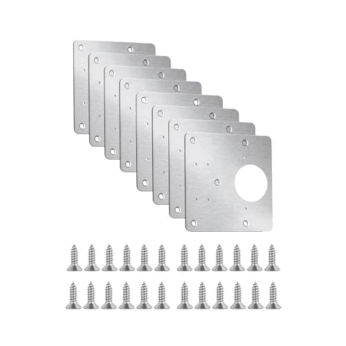 8 Piece Hinge Repair Kit - Cabinet Hinge Repair Plate Stainless Steel Door Hinge Repair Kit for Kitchen Cabinet Hinge Repair Brackets with Mounting Screws and Screwdrivers (8) (8, 3.5"x3.5") - size: 3.5“x3.5"
