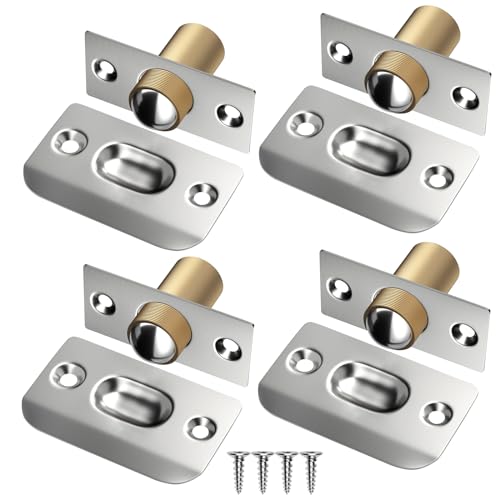 Closet Ball Door Catches for Internal Door Hardware Jiayi 4 Pack Adjustable Ball Catch French Door Roller Catch Drive in Roller Latch Door Top Catch for Invisible Pantry Bearing Latch - color: Silver, size: 4 Pack