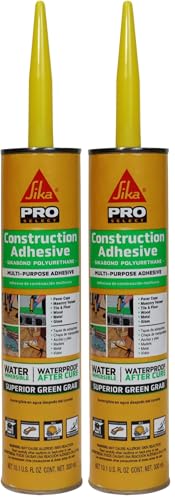 Sika SikaBond Construction Adhesive - Advanced Polyurethane Caulk - Gray - for Outdoor Surface use - Water immersible and Waterproof - 10.1ml (Pack of 2) - size: 10.1 Fl Oz (Pack of 2)