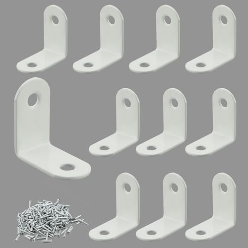 Alise 10PCS L Bracket Corner Brace,White Stainless Steel L Brackets for Shelves,Heavy Duty Shelf Brackets,Joint Right Angle Bracket Small L Brackets for Wood Furniture Cabinet Chair (1.2x1.2 in) - color: White, size: (10P)1.2x1.2 inch