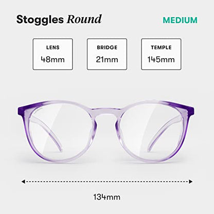 Stoggles Round Z87.1 Certified Polycarbonate Safety Glasses, Scratch & Shatter-Proof, Blue-Light & UV Blocking Lens, Top & Side Shields, Anti-Fog Dip Coated, Durable, Protective & Stylish Eyewear - color: Lilac
