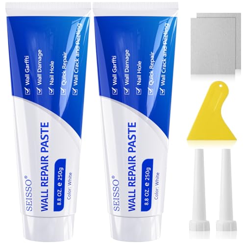 SEISSO Drywall Repair Kit, 500 g Wall Mending Agent- 2 Pack, Wall Spackle Repair Kit with Scraper, Patch for Wall Hole Filler, White Spackle Wall Repair Paste, Plaster Dent - color: 2pcs paste