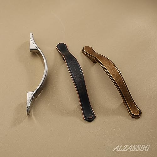 Alzassbg 10 Pack Antique Brass Cabinet Pulls, 3 Inch(76mm) Hole Centers Cabinet Handles Arch Kitchen Hardware for Cabinets and Drawer AL3028AE - color: Traditional Handles - Antique Brass, size: 3" Hole Center