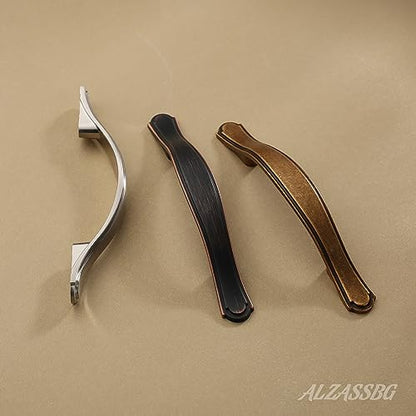 Alzassbg 10 Pack Antique Brass Cabinet Pulls, 3 Inch(76mm) Hole Centers Cabinet Handles Arch Kitchen Hardware for Cabinets and Drawer AL3028AE - color: Traditional Handles - Antique Brass, size: 3" Hole Center
