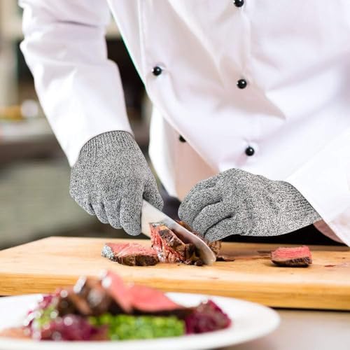 4 PCS (M+L) Cut Resistant Gloves Level 5 Protection for Kitchen, Upgrade Safety Anti Cutting Gloves for Meat Cutting, Wood Carving, Mandolin Slicing and More(Large+Medium)