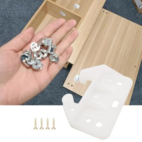 8 Pcs White Plastic Drawer Guides with 24 Screws - Drawer Rail Brackets Replacement Parts for Dresser Cabinet Closet