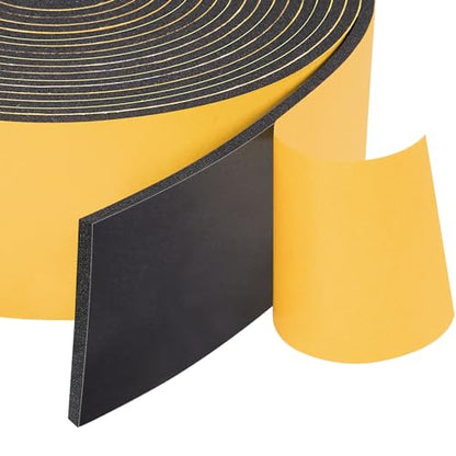 Yotache Neoprene Weather Stripping 2" W X 1/8" T (New Adhesive Craft), Self Adhesive Foam Rubber Seal Strip Tape for Door and Window, 16 Ft Length - size: 2"x1/8"x16 FT