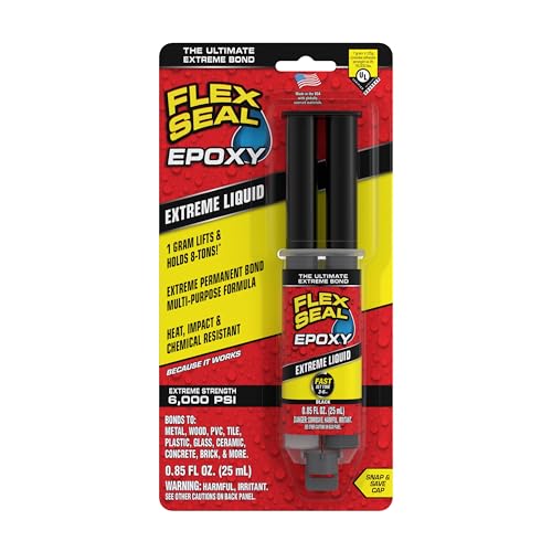 Flex Seal Epoxy, Extreme Liquid, Multi-Purpose, Durable, Permanent, Watertight, Long-Lasting Bond, for Automotive, Marine, Plumbing, Home, & Tool Repairs, Cures Black, 0.85 oz (25 mL) Syringe - style: Syringe .85 fl oz (25mL)