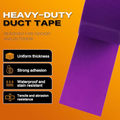 Purpl Duct Tape Heavy Duty, Waterproof Strong Adhesive Duct Tape for Indoor Outdoor Repairs Packaging Arts Crafts Projects, Tear by Hand 2 Inch x 20 Yards - color: Purple
