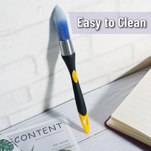 Bates- Trim Paint Brush, 3 pcs, 5/8”, 3/4” and 1”, Ergonomic Handles, Trim Brushes for Painting - color: Yellow-black