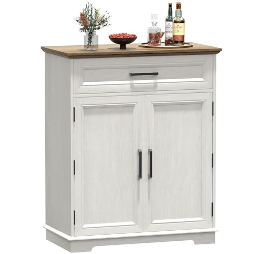 REDAYFUR Kitchen Storage Cabinet with Drawer, Buffet Cabinet with Storable Door, Modern Floor Sideboard, White Freestanding for Kitchen - color: White