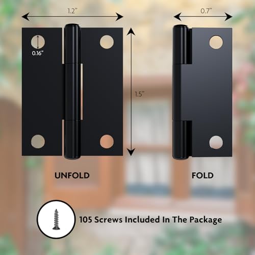 LEIFENY 24 Pack 1.5 inch Black Door Hinges, Small Hinge Hardware for Doors, Cabinets, DIY Projects (Screws Included) - size: 1.5 Inch