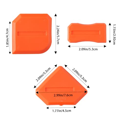 ZZRANYE Orange Caulking Tool Kit 3PCS, Silicone Finishing Tool Set with Multi-Edges for Sealing Grout, Caulk Smoothing & DIY Crafts, Reusable Caulk Remover Tools Sealant Finishing Grout Scraper - color: Orange