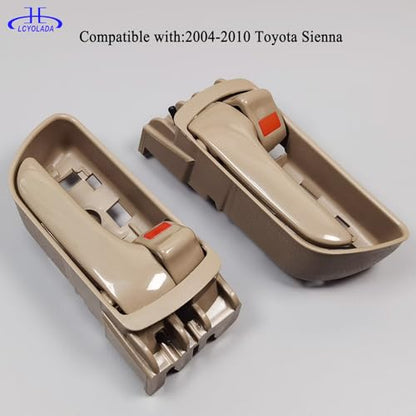 2Pcs Inside Interior Door Handles for Toyota Sienna 2004-2010, Front Left & Right Replaces 69206-AE010-E1,69205-AE010,Beige - color: Beige