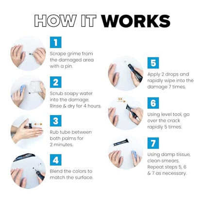 MagicEzy Tile Repair Kit: Porcelain Repair Kit - Ceramic Tile Repair Kit - Mix and Match Colors - Acrylic, Stone, Fiberglass - Wall Touch Up (Blue) - color: Blue