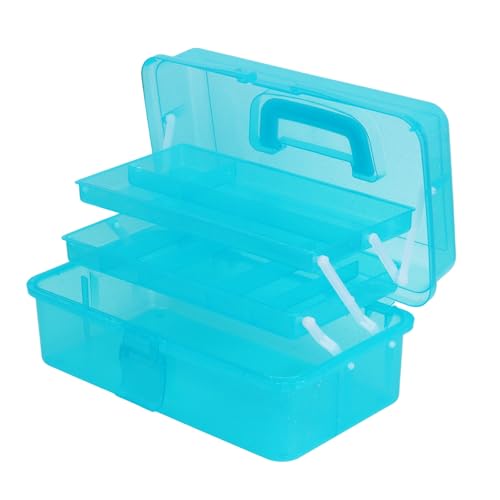 Saim Storage Bins,Three-Layer Multipurpose Art & Craft Storage Container,Carry Tackle Organizer,Medicine Cosmetic Art Supply Box for Art Supply Makeup Hair Accessories Painting Tools - Blue - color: Blue