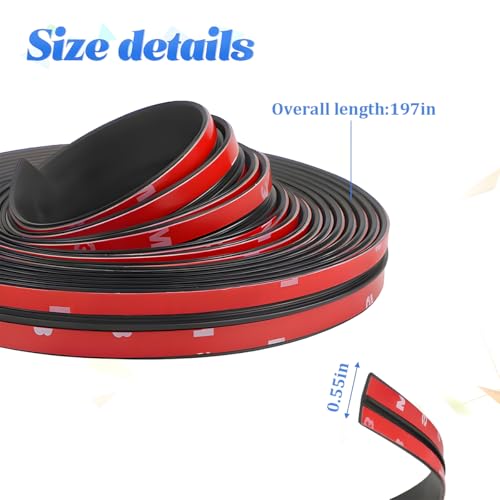 BESULEN 16.4 Ft Car Windshield Weather Stripping, 14mm T Shape Adhesive Rubber Seal Strip, Auto Sunroof Sealing Gasket, Front Rear Windshield Trim Stripping Leak Sound Proofing Weatherstrip - size: 16.4 Ft/0.55''Wide