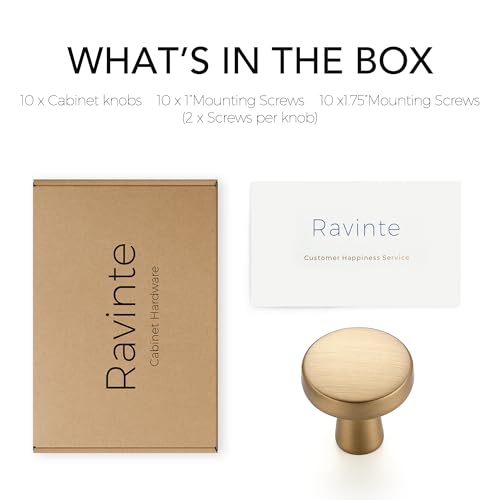 Ravinte 10 Pack Champagne Bronze Cabinet Knobs Mini Round Knobs Single Hole Solid Drawer Pulls for Dresser Drawers -1 Inch Diameter - color: Champagne Bronze