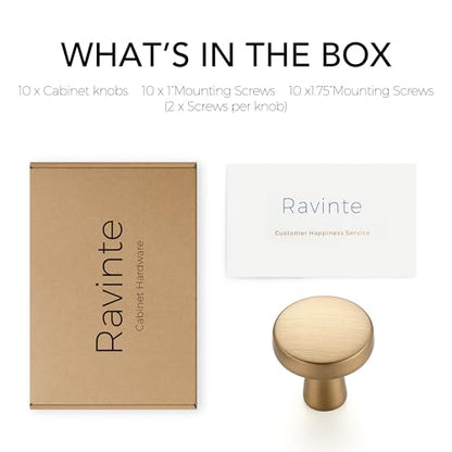 Ravinte 10 Pack Champagne Bronze Cabinet Knobs Mini Round Knobs Single Hole Solid Drawer Pulls for Dresser Drawers -1 Inch Diameter - color: Champagne Bronze
