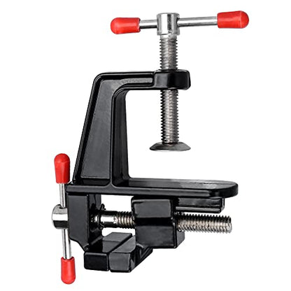Mesee Universal Mini Table Bench Vice Small Walnut Clamps Workbench Carving Drill Press Clamping Vise for Jewelry Nuclear Watch Repairing DIY Craft Sculpture Clip On Tool - Black