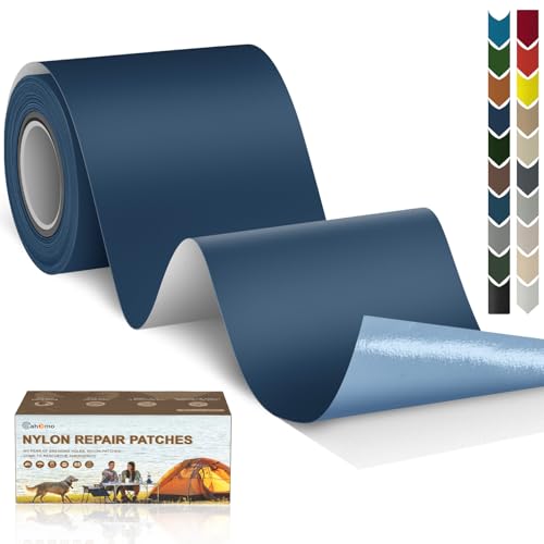 Cahomo 3x79 Nylon Repair Patch Nylon Repair Tape Self Adhesive Fabric Tapes Outdoor Camping Gear Fabric kit for Tent, Umbrella, Down Jackets, Sleeping Bag, Knapsack （Dark Blue） - color: Dark Blue, size: 3x79 inch