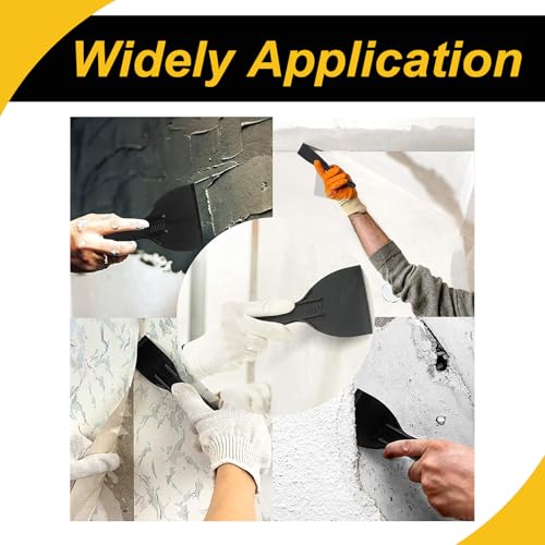4 Pcs Putty Scraper 2" ABS Plastic Spatula Drywall Patch Repair Spreader Wall Covering Smoother Black - size: 2"