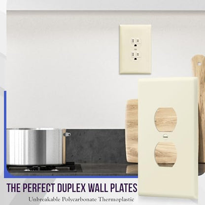ENERLITES Duplex Receptacle Outlet Wall Plate, Jumbo Electrical Outlet Cover, Gloss Finish, Oversized 1-Gang 5.51" x 3.50", Polycarbonate Thermoplastic, 8821O-LA, Light Almond - color: Light Almond, size: Over-Size
