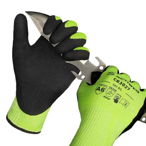 Schwer 2 Pairs Cut Resistant Gloves ANSI A6/A7 (Send Randomly) Cut Proof Work Glove CR3027, Touchscreen Working Gloves for Men and Women Used for Woodworking, Glass Cutting, Warehouse, Construction, S - color: Yellow, size: Small