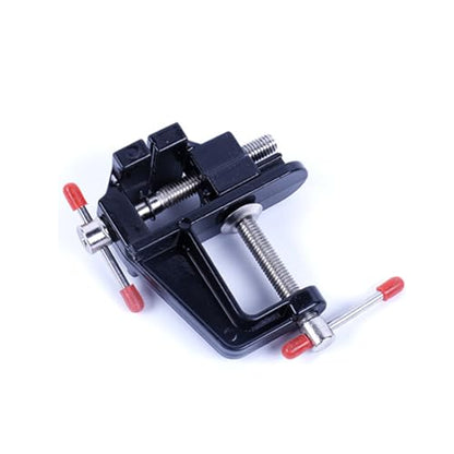 Mini Vise Clamp Small Bench Vice Clamp on Table Vise Drill Press Vice for Wood Craft Carving Jewelry Making DIY Clip on Tool, Black