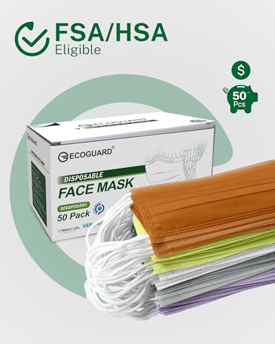 Disposable Face Masks Made in USA, 4 Ply for Families, Students, Breathable All-Day Wear & Safety, FSA HSA Eligible, ASTM Level 3 Medical Grade, 50 Pack, Dusky Bloom - color: Dusky Bloom, size: 50 Pack, style: Resealable Bag